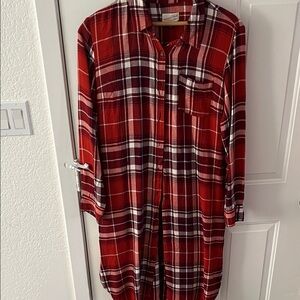 Universal Thread Red Plaid Shirt Dress